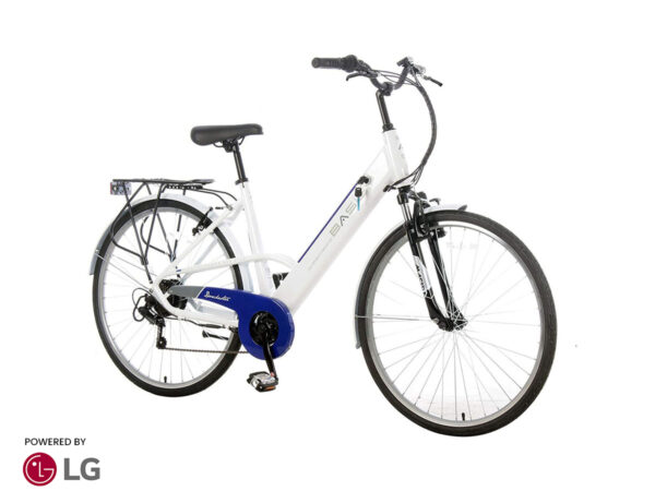 Basis Dorchester Step Through Integrated Electric City Bike, Battery 7.8AH, Frame 16" - White/Blue