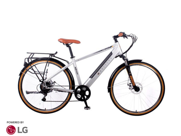 Dallingridge Malvern Hybrid Trekking Electric Bike Wheel 27.5", 6 Speed - Satin Silver/Camel
